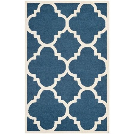Safavieh Cambridge Hand Tufted Small Rectangle Rug- Navy - Ivory- 3 x 5 ft. CAM140G-3